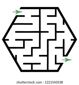 Illustration with simple labyrinth, maze conundrum for kids. Baby puzzle with entry and exit. Children riddle game.