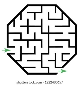 Illustration with simple labyrinth, maze conundrum for kids. Baby puzzle with entry and exit. Children riddle game.
