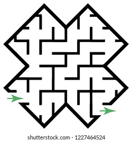 Illustration with simple labyrinth, maze conundrum for kids. Baby puzzle with entry and exit. Children riddle game.
