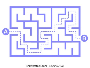 Illustration with simple labyrinth, maze conundrum for kids. Baby puzzle with entry and exit. Children riddle game.