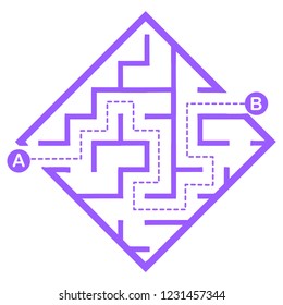 Illustration with simple labyrinth, maze conundrum for kids. Baby puzzle with entry and exit. Children riddle game.