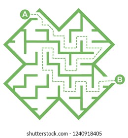 Illustration with simple labyrinth, maze conundrum for kids. Baby puzzle with entry and exit. Children riddle game.