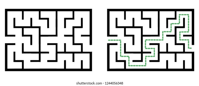 Illustration with simple labyrinth, maze conundrum for kids. Baby puzzle with entry and exit. Children riddle game.