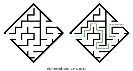 Illustration with simple labyrinth, maze conundrum for kids. Baby puzzle with entry and exit. Children riddle game.