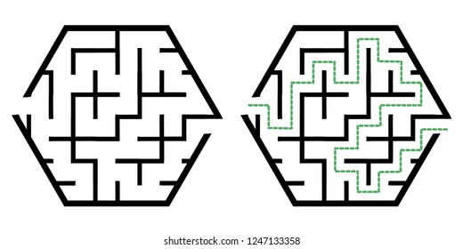 Illustration with simple labyrinth, maze conundrum for kids. Baby puzzle with entry and exit. Children riddle game.