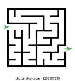 Illustration with simple labyrinth, maze conundrum for kids. Baby puzzle with entry and exit. Children riddle game.