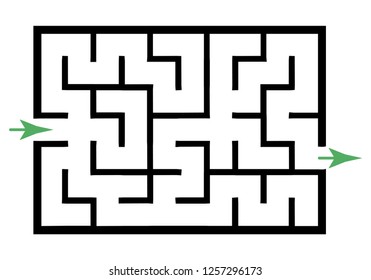 Illustration with simple labyrinth, maze conundrum for kids. Baby puzzle with entry and exit. Children riddle game.