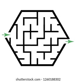 Illustration with simple labyrinth, maze conundrum for kids. Baby puzzle with entry and exit. Children riddle game.