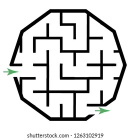 Illustration with simple labyrinth, maze conundrum for kids. Baby puzzle with entry and exit. Children riddle game.