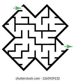 Illustration with simple labyrinth, maze conundrum for kids. Baby puzzle with entry and exit. Children riddle game.