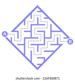 Illustration with simple labyrinth, maze conundrum for kids. Baby puzzle with entry and exit. Children riddle game.