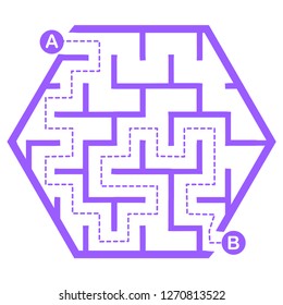 Illustration with simple labyrinth, maze conundrum for kids. Baby puzzle with entry and exit. Children riddle game.
