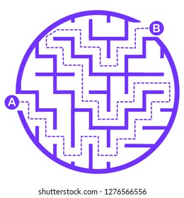 Illustration with simple labyrinth, maze conundrum for kids. Baby puzzle with entry and exit. Children riddle game.
