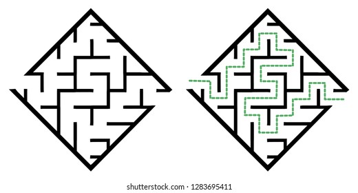 Illustration with simple labyrinth, maze conundrum for kids. Baby puzzle with entry and exit. Children riddle game.