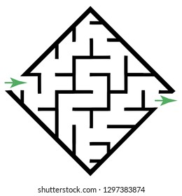 Illustration with simple labyrinth, maze conundrum for kids. Baby puzzle with entry and exit. Children riddle game.