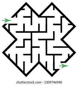 Illustration with simple labyrinth, maze conundrum for kids. Baby puzzle with entry and exit. Children riddle game.