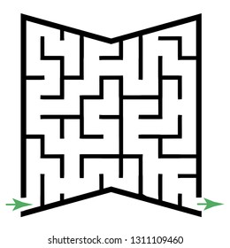 Illustration with simple labyrinth, maze conundrum for kids. Baby puzzle with entry and exit. Children riddle game.