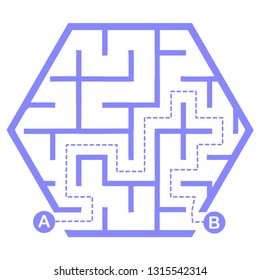 Illustration with simple labyrinth, maze conundrum for kids. Baby puzzle with entry and exit. Children riddle game.