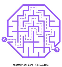 Illustration with simple labyrinth, maze conundrum for kids. Baby puzzle with entry and exit. Children riddle game.