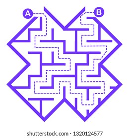 Illustration with simple labyrinth, maze conundrum for kids. Baby puzzle with entry and exit. Children riddle game.