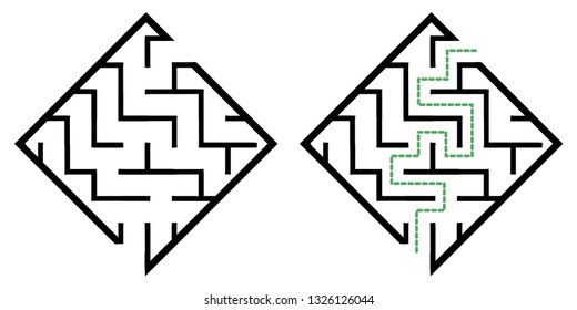 Illustration with simple labyrinth, maze conundrum for kids. Baby puzzle with entry and exit. Children riddle game.