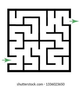 Illustration with simple labyrinth, maze conundrum for kids. Baby puzzle with entry and exit. Children riddle game.