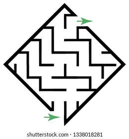 Illustration with simple labyrinth, maze conundrum for kids. Baby puzzle with entry and exit. Children riddle game.