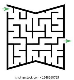 Illustration with simple labyrinth, maze conundrum for kids. Baby puzzle with entry and exit. Children riddle game.