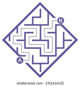 Illustration with simple labyrinth, maze conundrum for kids. Baby puzzle with entry and exit. Children riddle game.