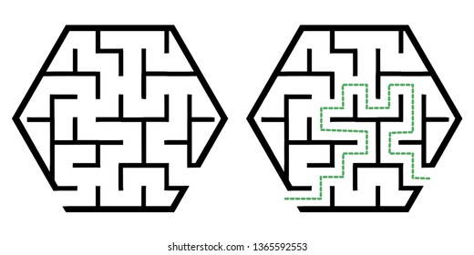 Illustration with simple labyrinth, maze conundrum for kids. Baby puzzle with entry and exit. Children riddle game.