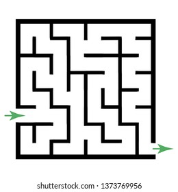 Illustration with simple labyrinth, maze conundrum for kids. Baby puzzle with entry and exit. Children riddle game.