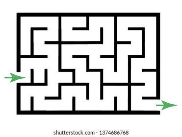 Illustration with simple labyrinth, maze conundrum for kids. Baby puzzle with entry and exit. Children riddle game.