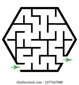 Illustration with simple labyrinth, maze conundrum for kids. Baby puzzle with entry and exit. Children riddle game.