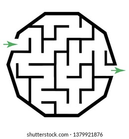 Illustration with simple labyrinth, maze conundrum for kids. Baby puzzle with entry and exit. Children riddle game.