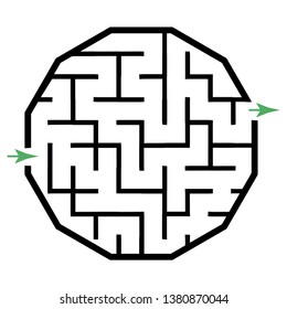 Illustration with simple labyrinth, maze conundrum for kids. Baby puzzle with entry and exit. Children riddle game.