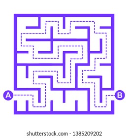 Illustration with simple labyrinth, maze conundrum for kids. Baby puzzle with entry and exit. Children riddle game.