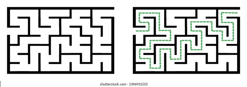Illustration with simple labyrinth, maze conundrum for kids. Baby puzzle with entry and exit. Children riddle game.