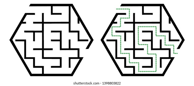 Illustration with simple labyrinth, maze conundrum for kids. Baby puzzle with entry and exit. Children riddle game.