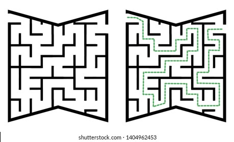 Illustration with simple labyrinth, maze conundrum for kids. Baby puzzle with entry and exit. Children riddle game.