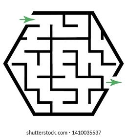 Illustration with simple labyrinth, maze conundrum for kids. Baby puzzle with entry and exit. Children riddle game.