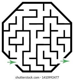 Illustration with simple labyrinth, maze conundrum for kids. Baby puzzle with entry and exit. Children riddle game.