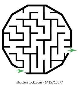 Illustration with simple labyrinth, maze conundrum for kids. Baby puzzle with entry and exit. Children riddle game.