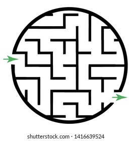 Illustration with simple labyrinth, maze conundrum for kids. Baby puzzle with entry and exit. Children riddle game.