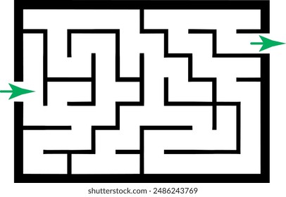 Illustration with simple labyrinth, maze conundrum for kids. Baby puzzle with entry and exit. Children riddle game.