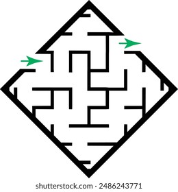 Illustration with simple labyrinth, maze conundrum for kids. Baby puzzle with entry and exit. Children riddle game.
