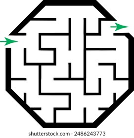 Illustration with simple labyrinth, maze conundrum for kids. Baby puzzle with entry and exit. Children riddle game.