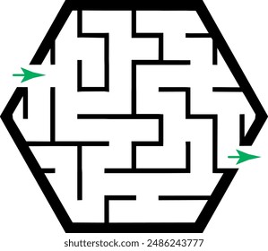 Illustration with simple labyrinth, maze conundrum for kids. Baby puzzle with entry and exit. Children riddle game.