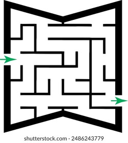 Illustration with simple labyrinth, maze conundrum for kids. Baby puzzle with entry and exit. Children riddle game.