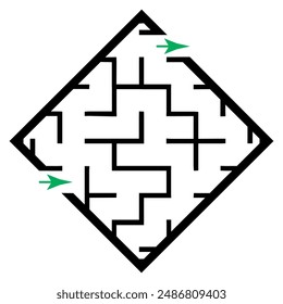 Illustration with simple labyrinth, maze conundrum for kids. Baby puzzle with entry and exit. Children riddle game.