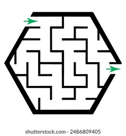 Illustration with simple labyrinth, maze conundrum for kids. Baby puzzle with entry and exit. Children riddle game.